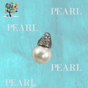 Pearl Drop Pendant/ Stainless Steel 7 Clear Crysta